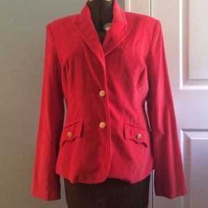 Red velvet blazer
